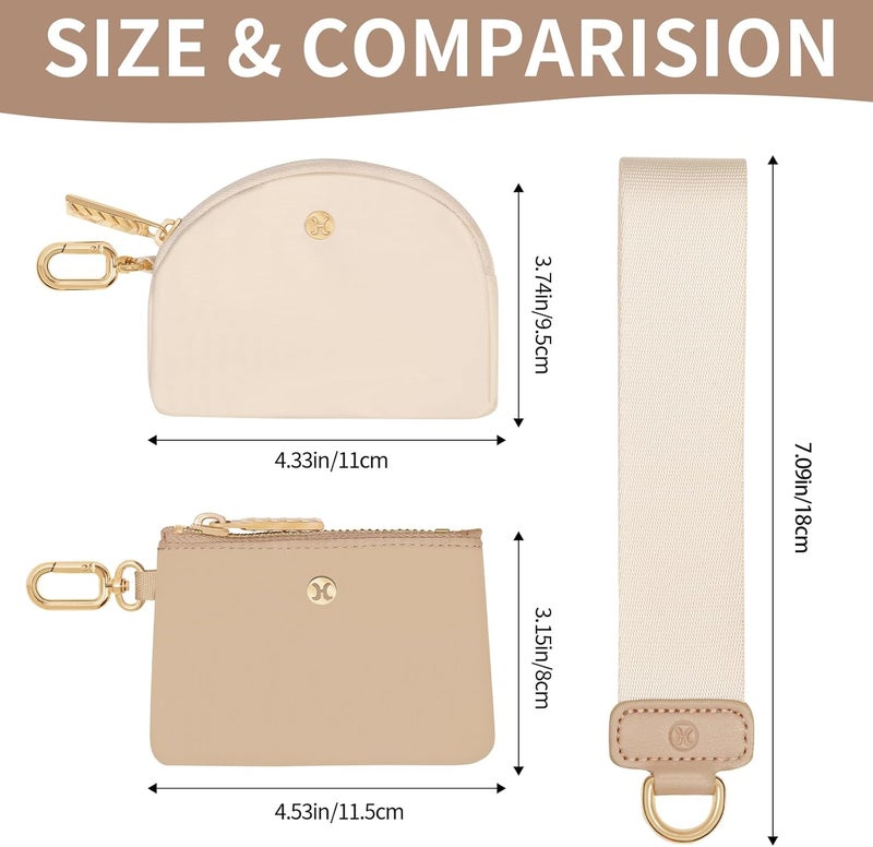 Hovmwey Store Keychain Wallet, Detachable Dual Pouch Wristlet Wallets for Women Men, Portable Mini Zip Around Small Wallet Coin Purse - Image 4